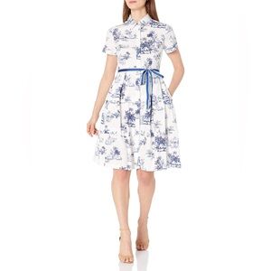 NWT Donna Morgan Short Sleeve Belted Poplin Shirt Dress Sz 8P